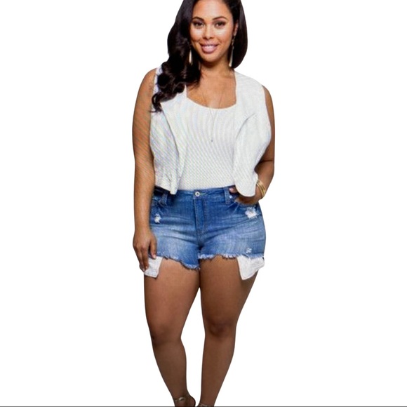 Destructed Jean Cut-Off Shorts. NWOT - Picture 1 of 10